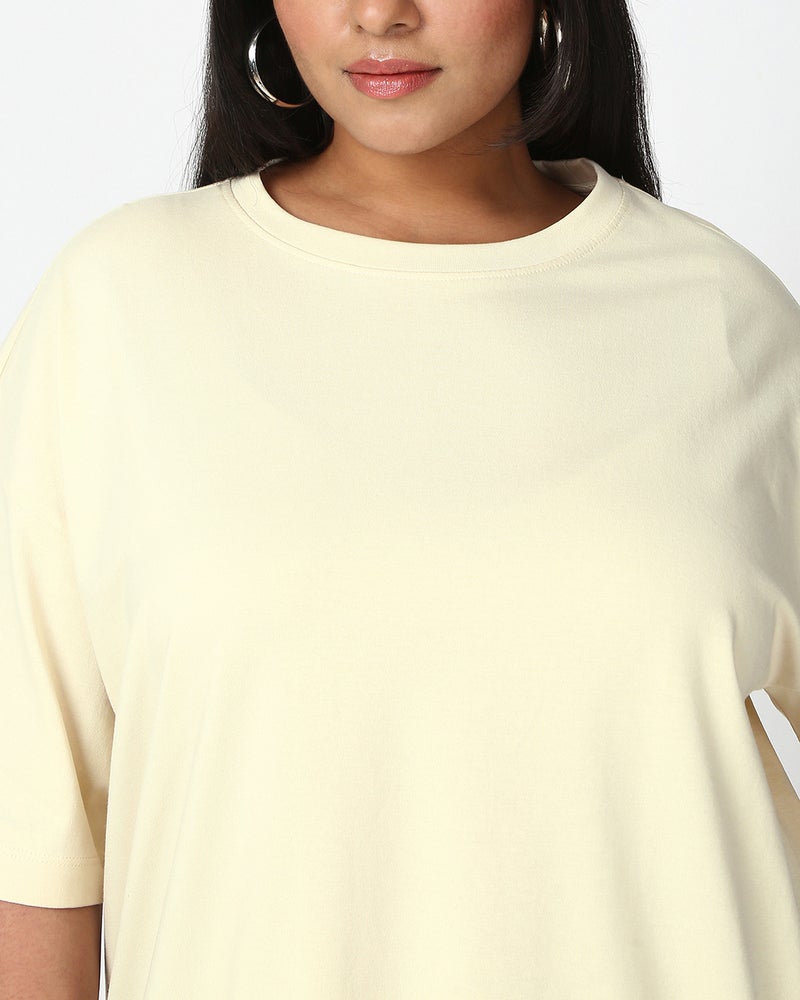 bewakoof Women's Beige Oversized Plus Size T-shirt - Image 5